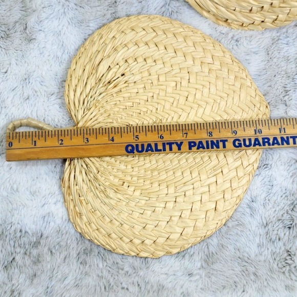 Philippines Hand Crafted Pack of 5 Beige Raffia Fan Laua Celebrations - Picture 14 of 14